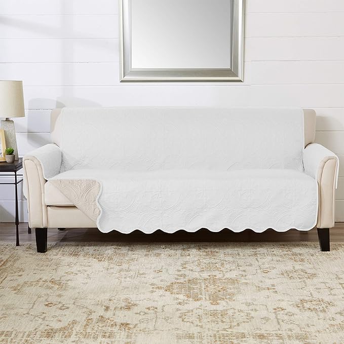 Great Bay Home Medallion Stitched Solid Furniture Protector Stain Resistant by GreatBayHome