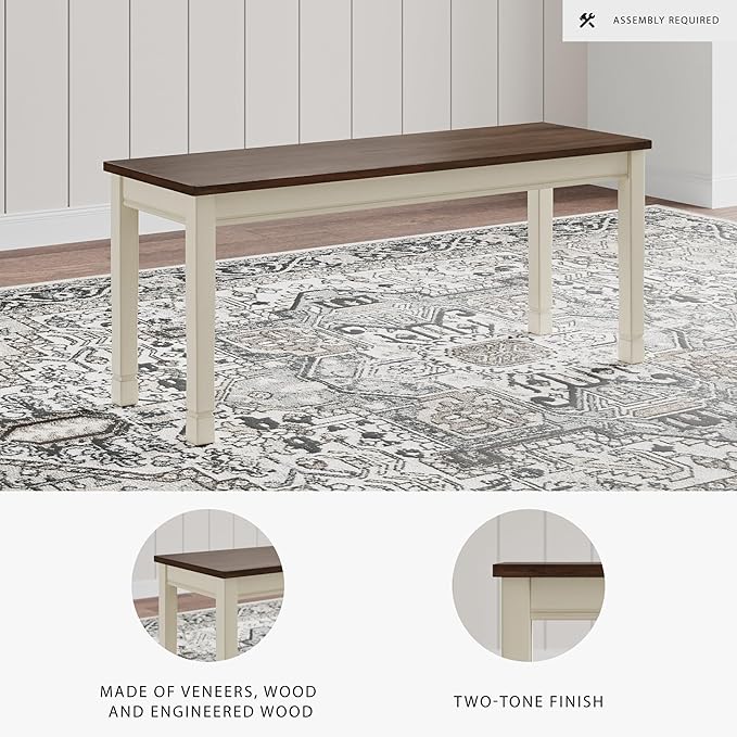 Signature Design by Ashley WhiteOwing Bench, 44.25" W x 16.25" D x4.25 H - Image 4