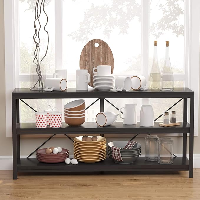 Tribesigns Sofa Table, 3 Tiers TV Console TV Stand Long Sofa Table - Image 2