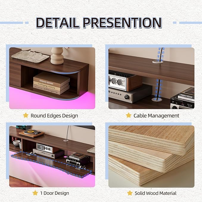 Floating TV Stand, Floating TV Console, Under TV Shelf - Image 9