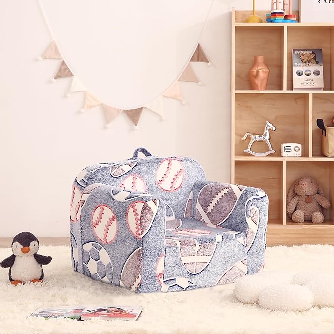 Toddler Chair Plush Kids Couch, Comfy Kids Sofa Toddler Lounger Chair - Image 2