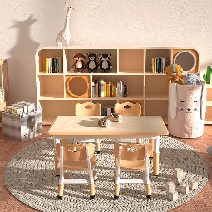 Kids Table and 4 Chairs Set，Height Adjustable Children Table & Chair，Toddlers - Image 7