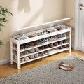 Shoe Rack Bench Seat Rubberwood 3-Tier Wooden Storage Bench 550lbs Compact by IUNVR