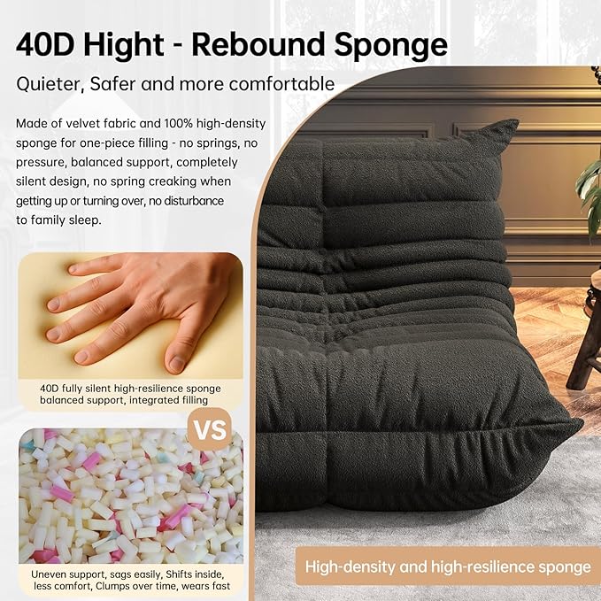 Bean Bag Chairs for Adults, BeanBag Reading Chair Memory Foam Couch, Floor - Image 4