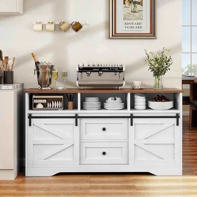 YITAHOME Buffet Cabinet with Drawers, Modern Farmhouse Coffee Bar Station Wood - Image 7