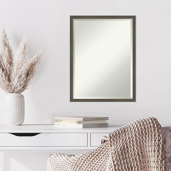 Amanti Art Grey Wall Mirror 25x19 Svelte Clay Grey Rectangle Bathroom Mirror - Image 6