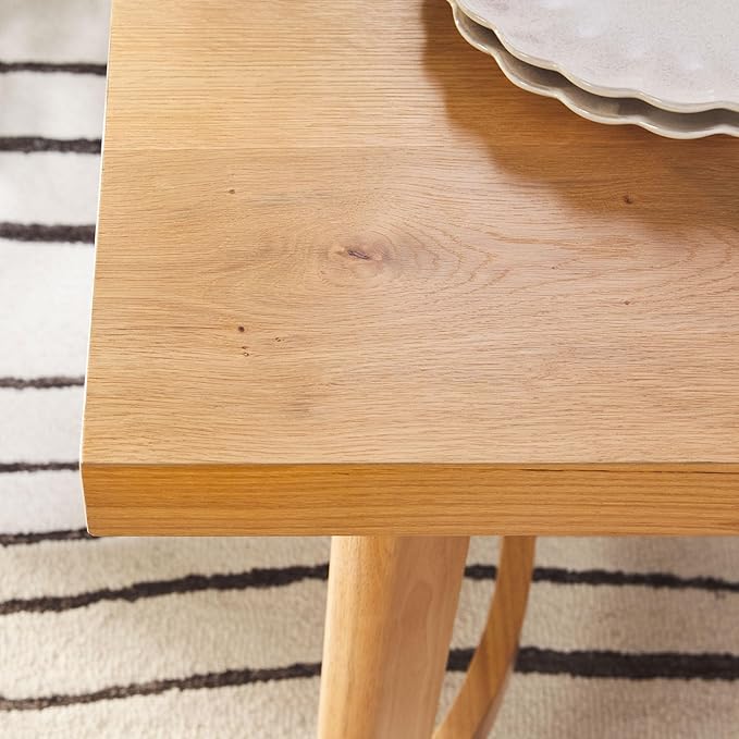 Walker Edison Modern Farmhouse Rustic Solid Oak Wood Rectanglular Dining Table - Image 6