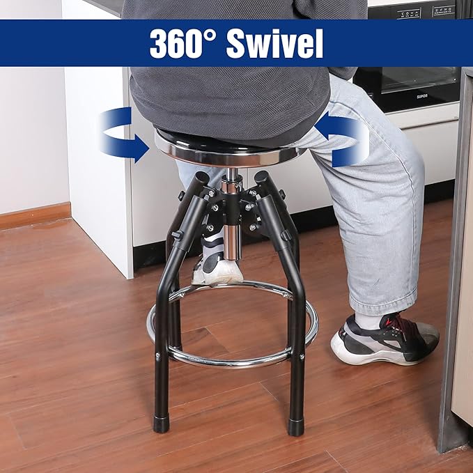 WORKPRO Heavy Duty Adjustable Hydraulic Shop Stool, Garage Bar Stool, 29in to - Image 6