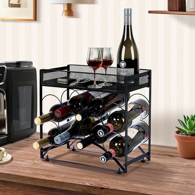 NOBLEMOOD 8 Bottles Countertop Wine Rack, Metal Tabletop Wine Bottles Holder - Image 5