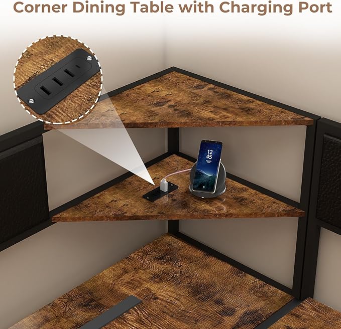 Corner Dining Table Set for 4-6, Breakfast Nook Table Set - Image 3