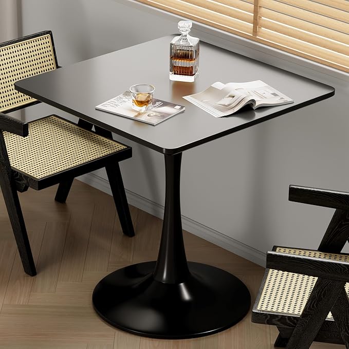 24" Black Small Dining Table for 2 or 4, Small Square Tulip Table for Kitchen - Image 7