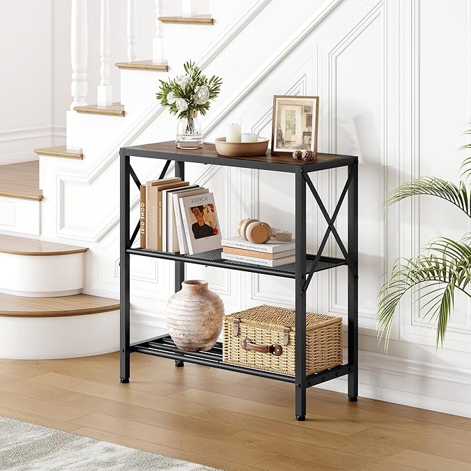 Hoctieon Industrial Console Table, 3-Tier Entryway Tables, Metal Frame - Image 8
