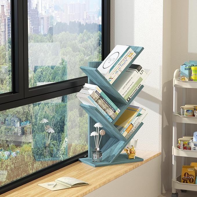 5 Tier Tree Book Shelf, Small Desktop Bookshelf - Image 5