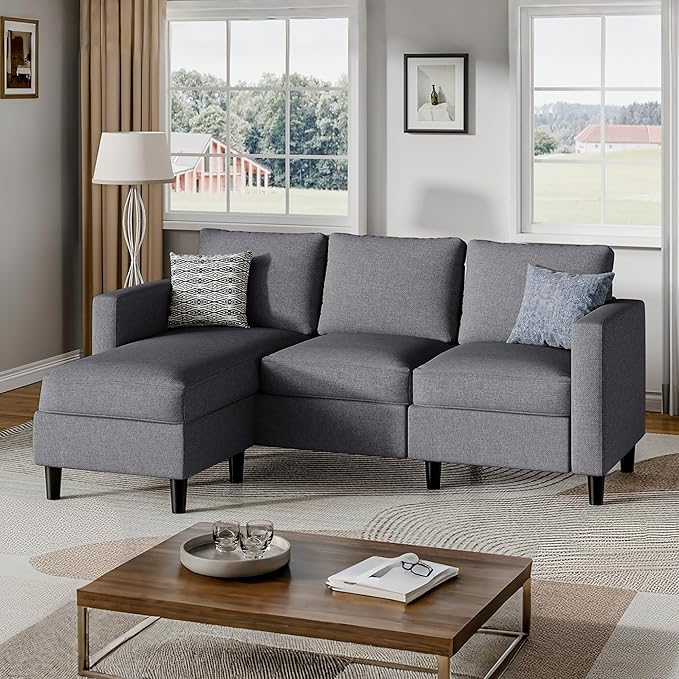 Small Sectional Sofa Couch, 3 Seat L Shaped Couches by Shintenchi