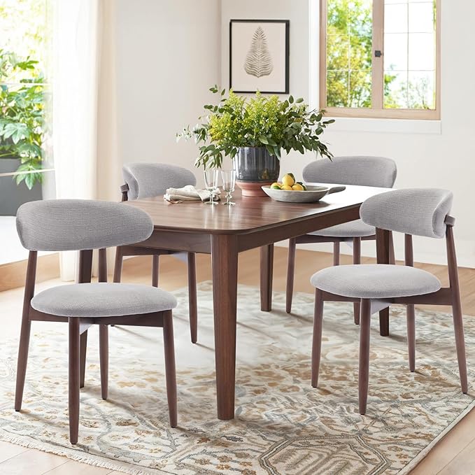 COLAMY Wooden Dining Chairs Set of 4, Modern Fabric Upholstered Kitchen Chairs by COLAMYINC
