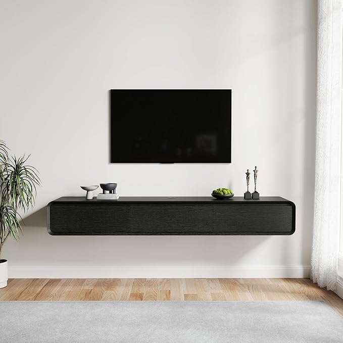 POVISON Fully-Assembled Minimalist Floating TV Stand, Modern Wall-Mounted - Image 3