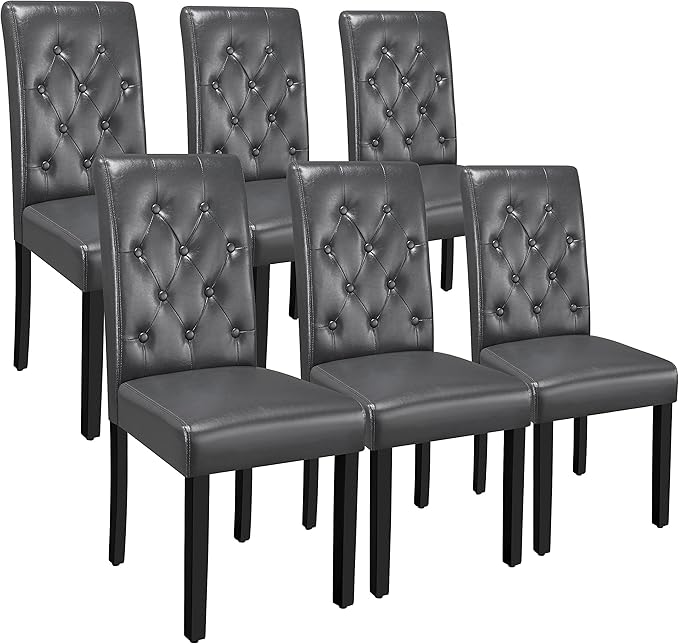 Yaheetech Dining Chairs Set of 6 Modern Style Faux Leather Dining Room Chairs by Yaheetech