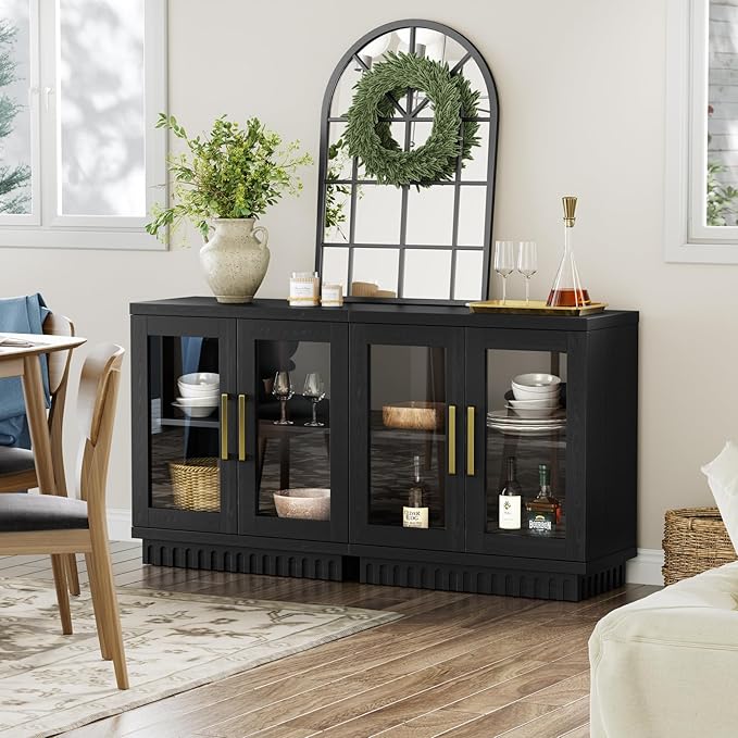 Buffet Cabinet with Storage, Sideboard Cabinet with Glass Doors, Accent Storage - Image 4