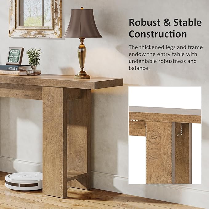 63-Inch Farmhouse Console Table, Narrow Long Sofa Table Behind Couch, Wooden - Image 7
