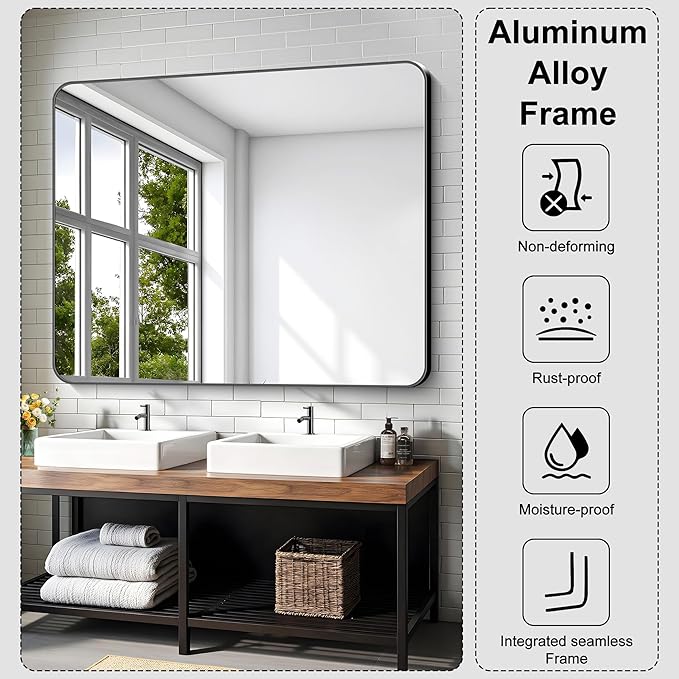 KOCUUY 40"x48" Large Rectangle Vanity Mirror, Modern Design of Upgraded - Image 4