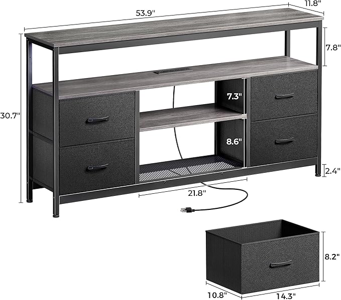 Huuger TV Stand Dresser with Power Outlets and LED Lights, 4 Drawers - Image 7