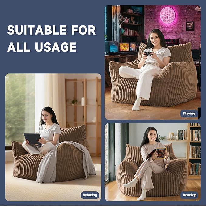 Oversized Bean Bag Chair for Adults, Giant Comfy Plush Boneless Bean Bag Couch - Image 5
