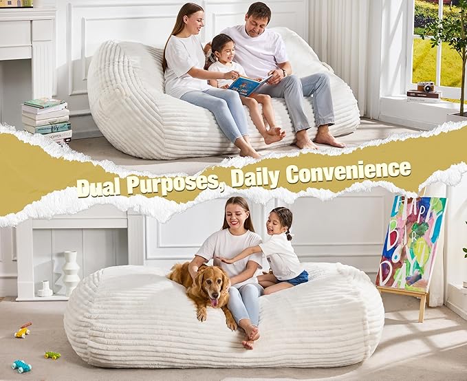 Hobestluk 6FT Bean Bag Chairs Adult Bean Bag - Image 6