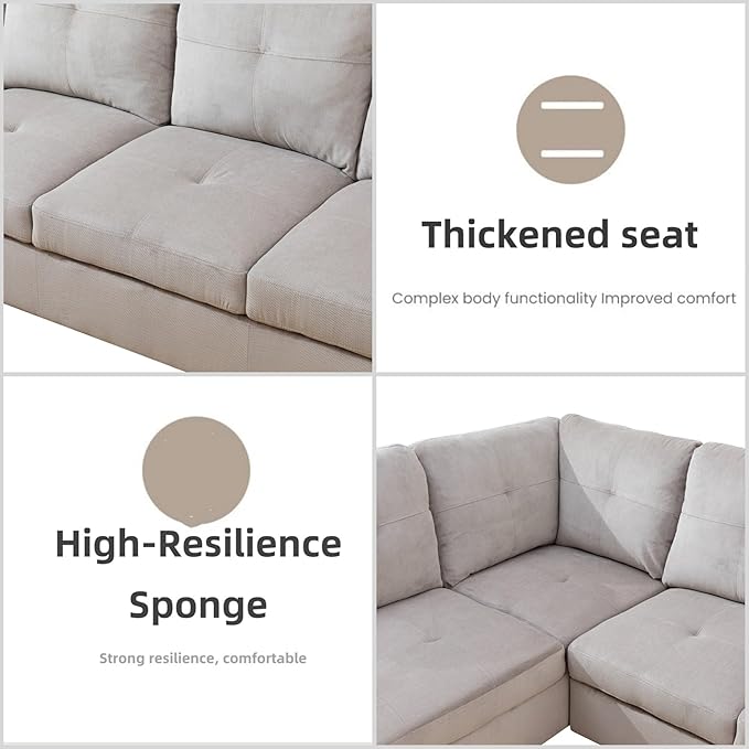 L Shaped Sectional Couches for Living Room, Modern Modular Sectional Sofa - Image 5