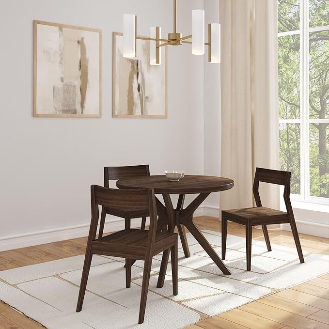 Plank+Beam Verso Round Dining Table, 38 Inch Solid Walnut Kitchen & Dining Room - Image 5