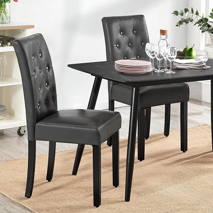 Yaheetech Dining Chairs Set of 4 Modern Style Faux Leather Dining Room Chairs - Image 2