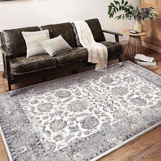 10x14 Washable Area Rug Medallion Distressed Design Boho Medallion Non-Shedding - Image 2