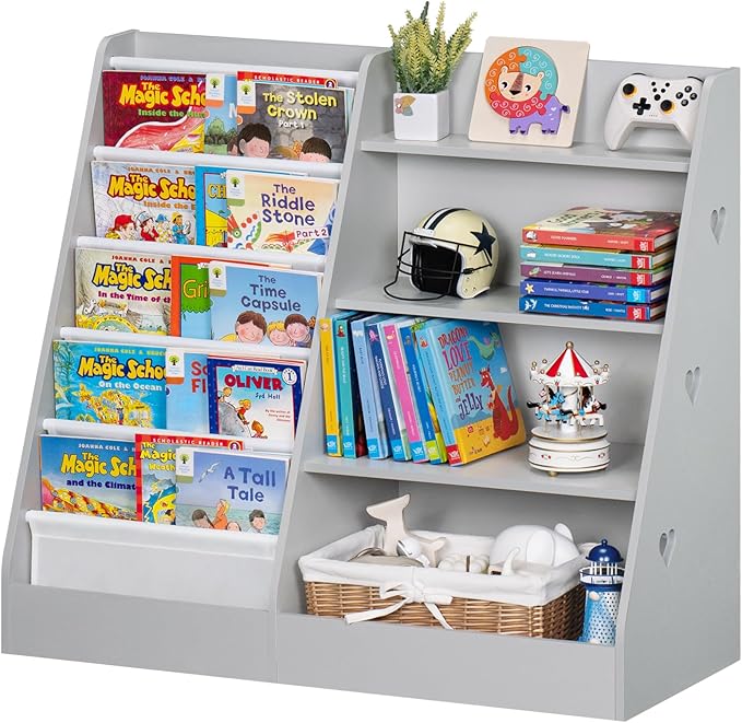 Lerliuo 4 Tier Kids Bookshelf and Storage Organizer, Five Layer Sling Children by Lerliuo