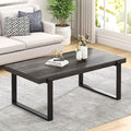FOLUBAN Industrial Coffee Table, Rustic Wood and Metal Center Table, Modern by FOLUBAN
