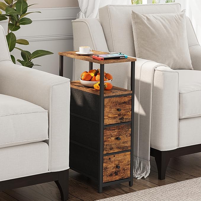 TUTOTAK Narrow Night Stand, Slim End Table, Tall Side Table - Image 2