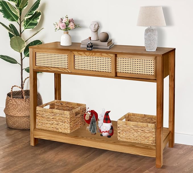 ZYBT Long Console Table, Rattan Entry Table, Console Tables - Image 4