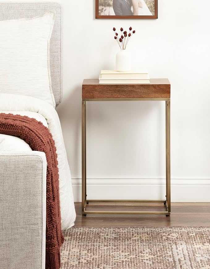 Kate and Laurel Karlsen Mid-Century Wood and Metal Narrow Side Table; 16 x 24 x - Image 4