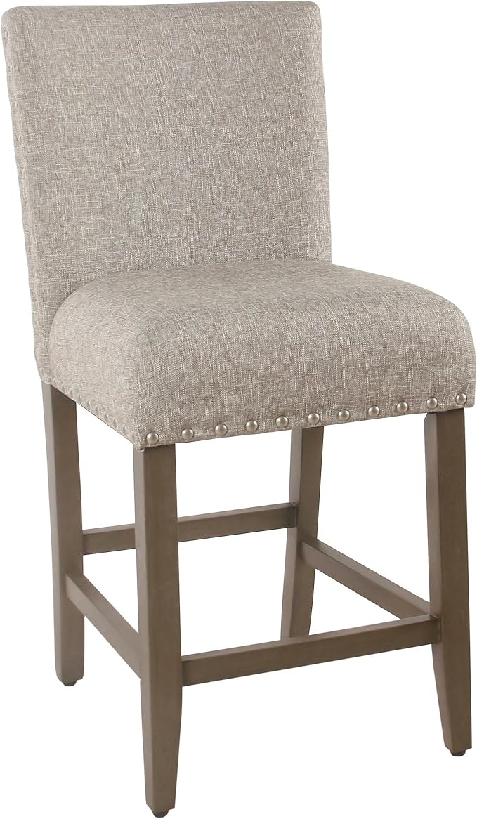 Homepop Home Decor | Backless Nailhead Trim Counter Height Bar Stools | 24 Inch by HomePop
