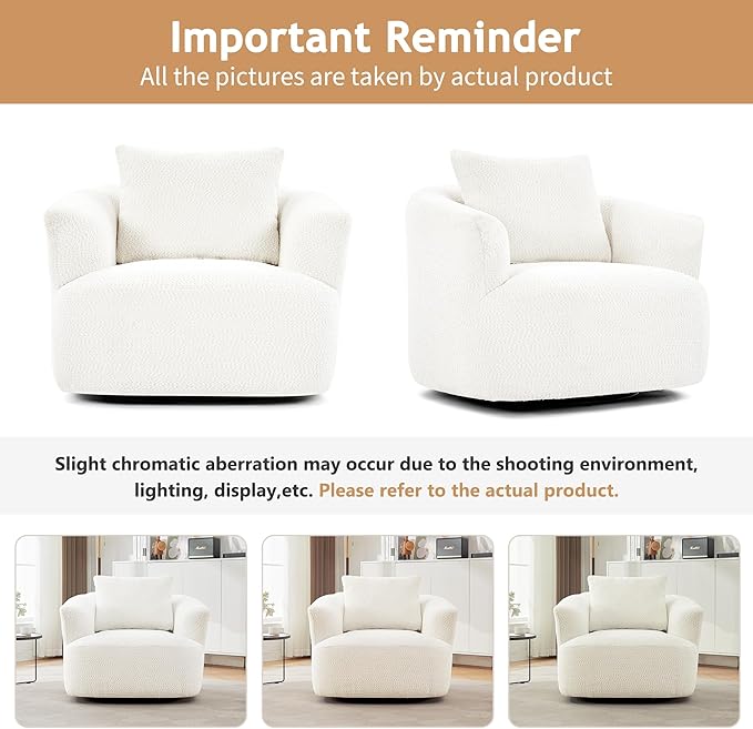 Merax Modern 360° Chenille Swivel Barrel Chair - Image 4