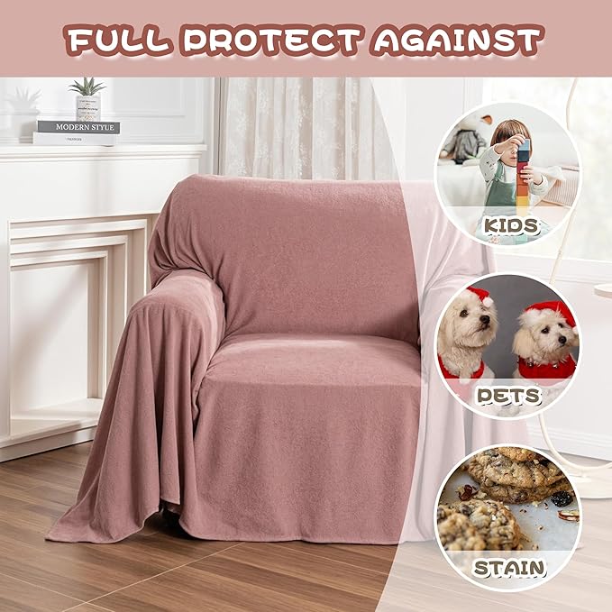 MYSKY HOME Pink Sofa Cover, Couch Covers - Image 3