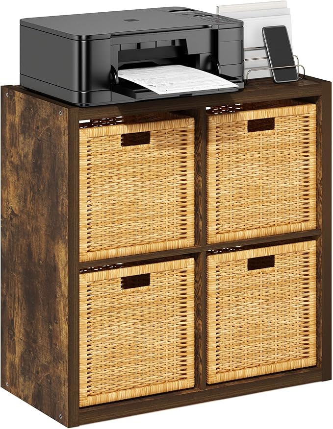 Furinno Cubicle Open Back Decorative Cube Storage Organizer, Amber Pine by Furinno-FitsYourSpaceFitsYourBudget