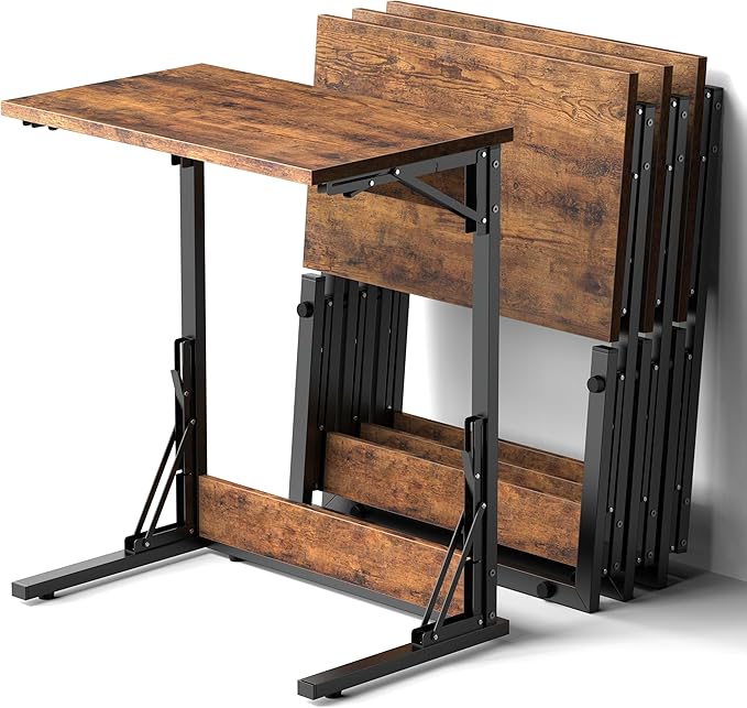 Tatub 24" Folding C Shaped End Table Set of 4, Small Sofa Side Laptop Desk by Tatub