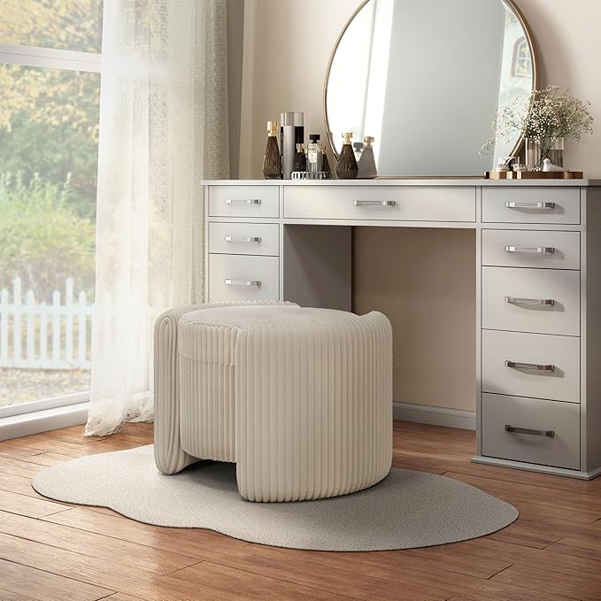 Furniture of America Lennox Modern Chenille 25-inch Round Storage Ottoman - Image 11