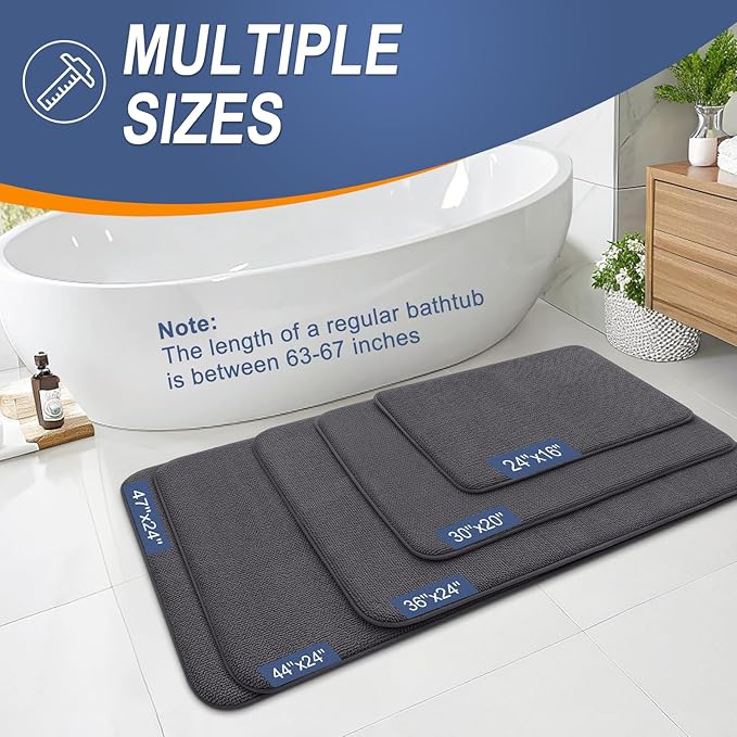OLANLY Thick Memory Foam Bath Mat Rug 59x24, Extra Soft Absorbent Bathroom Rug - Image 5