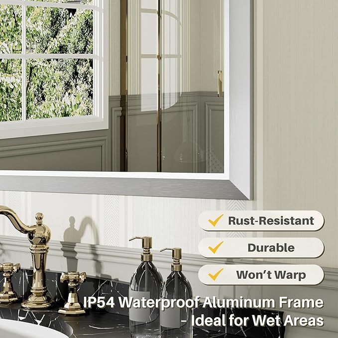 55x30 Inch Silver Bathroom Mirror - Image 3
