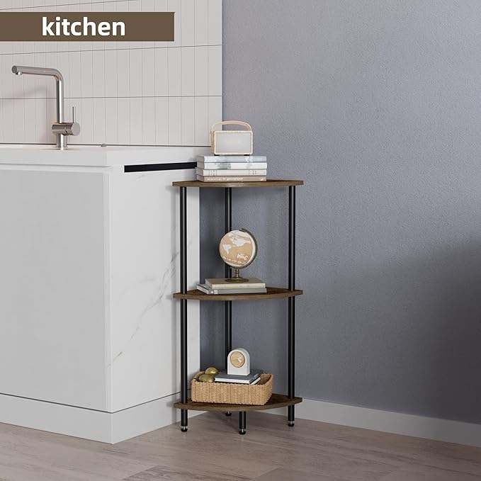3 Tier Corner Shelf, Corner Bookcase - Image 4