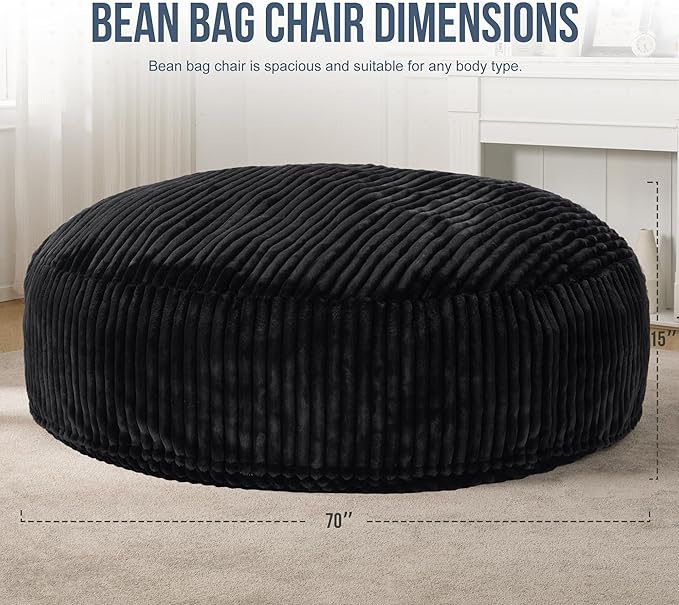 Hobestluk 6ft Bean Bag Chairs for Adults Large Beanbag Chair - Image 2