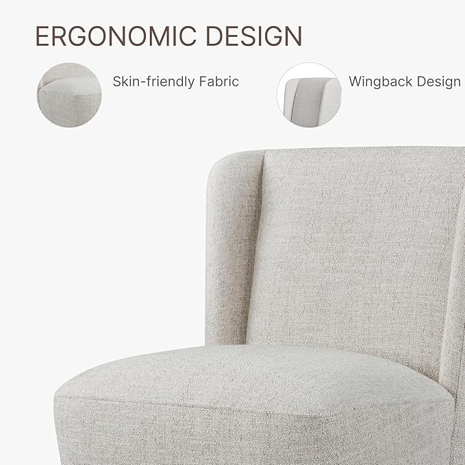 Dining Chairs with Casters No Assembly Upholstered Wingback Single Sofa Armless - Image 6