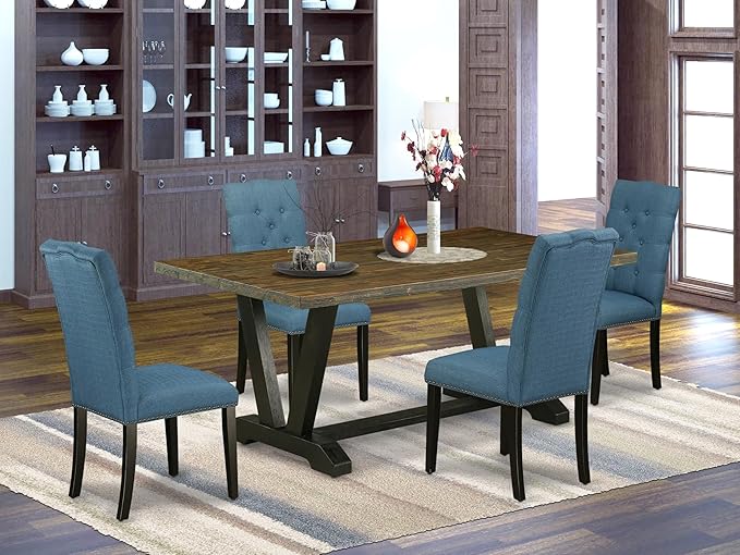 East West Furniture V677EL121-5 5 Piece Modern Dining Table Set Includes a - Image 2
