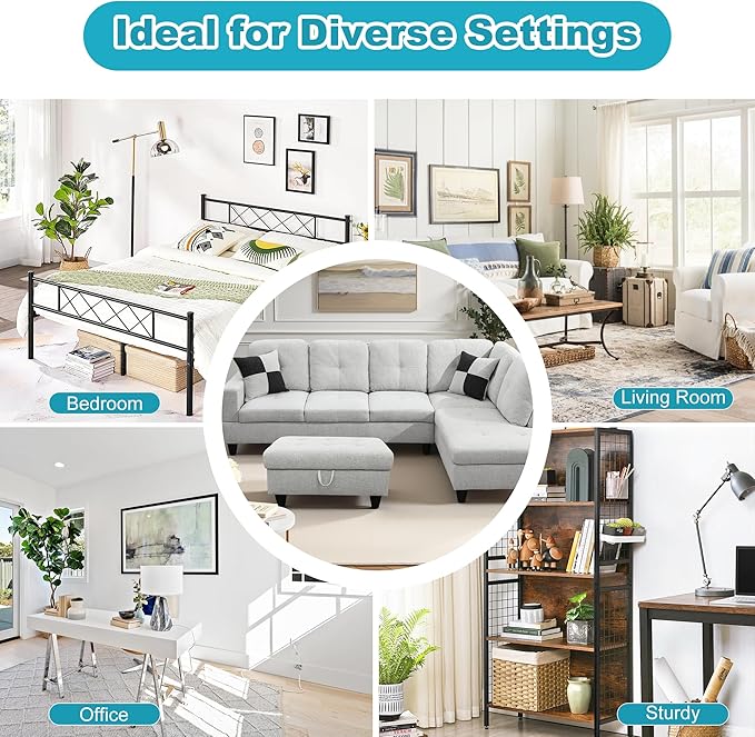 Couches for Living Room Modern L Shaped Couch Comfy Flannel Fabric 3 Pieces - Image 7