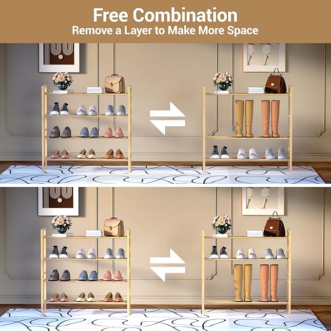 Haddockway Bamboo Shoe Rack for Closet, Free Standing Shoe Organizer - Image 7